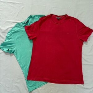 Men’s Michael, Kors Crew Cut T-Shirt, Bundle, Set Of Two Red And Green Size L